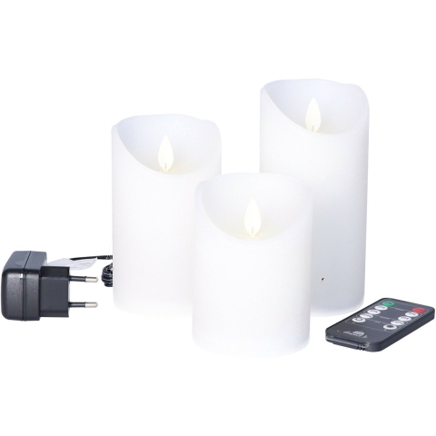 Anna's Collection Stompkaarsen - 3x st - wit - oplaadstation - LED kaarsen -