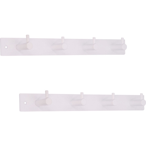 Wandkapstok - wit - met 4 jashaken - hoogwaardig metaal - 4,3 x 32,2 cm - kapstokhaken -