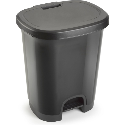 Plasticforte Pedaalemmer - grijs - kunststof - 27L - 45 cm - afvalemmers/vuilnisemmers -