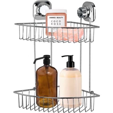 Doucherekje - hoek-model - 2-laags - zilver - H36 cm - metaal -