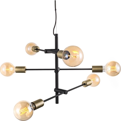 Nordlux Josefine - Hanglamp - Ø 55 X 79 Cm - Mat Zwart En Messing