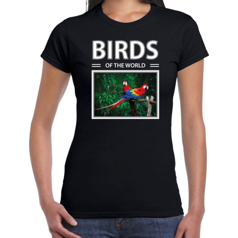 Papegaaien t-shirt met dieren foto birds of the world zwart voor dames 2XL -