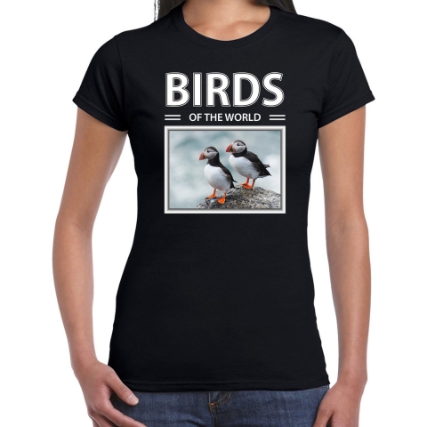 Papegaaiduikers t-shirt met dieren foto birds of the world zwart voor dames L -