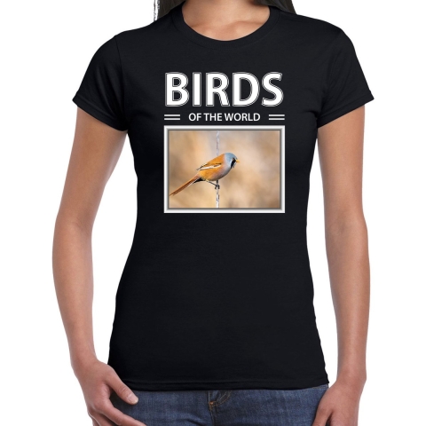 Baardmannetjes t-shirt met dieren foto birds of the world zwart voor dames M -