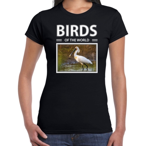 Lepelaars t-shirt met dieren foto birds of the world zwart voor dames M -
