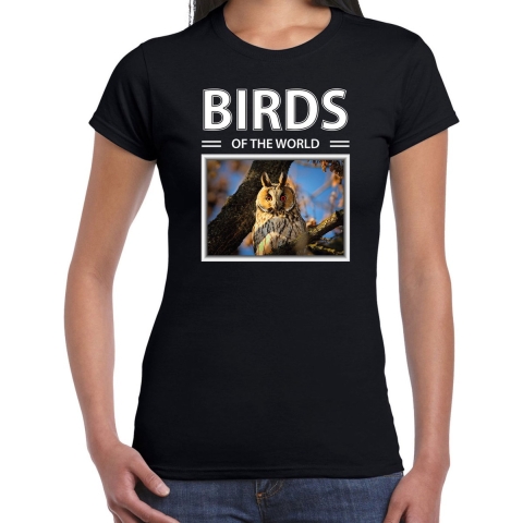 Ransuilen t-shirt met dieren foto birds of the world zwart voor dames 2XL -