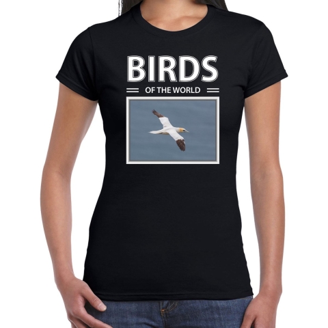 Jan van gent vogels t-shirt met dieren foto birds of the world zwart voor dames 2XL -