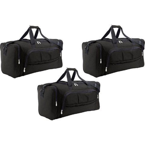 3x stuks weekendtas zwart 48 liter - Reistas - 62 x 30 x 26 cm -