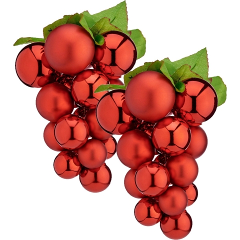 2x stuks decoratie druiventros rood van kunststof 25 cm -