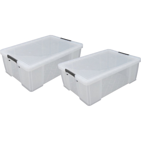 2x stuks Allstore opbergboxen - 51 liter - Transparant - 66 x 44 x 23 cm -