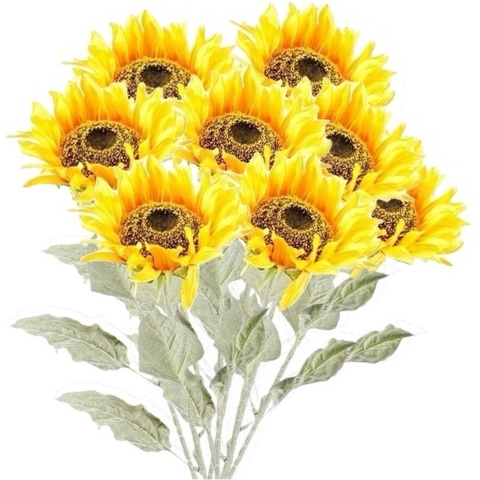 8x Gele zonnebloem kunstbloemen 82 cm -