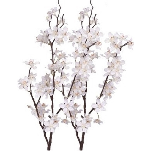 Witte appelbloesem - 2x - kunstbloem/tak - 57 bloemetjes - 84 cm -