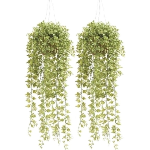 Kunstplant Hedera Klimop - 2x - 50 cm - Hangende Pot - Klimplant -