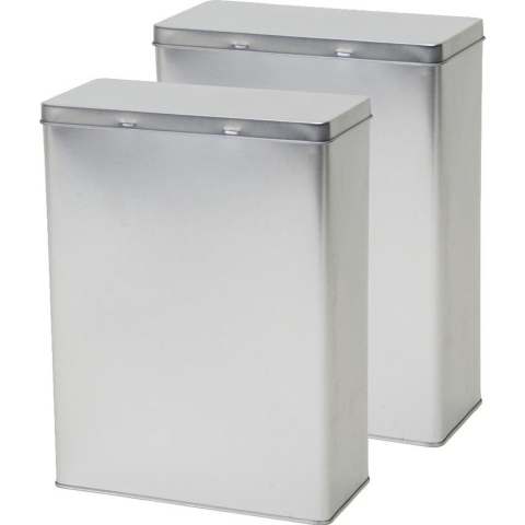 Opbergblik/bewaarblik - 2x - zilver - 19 x 9 x 25 cm - Voorraadblikken - Voorraadbussen -