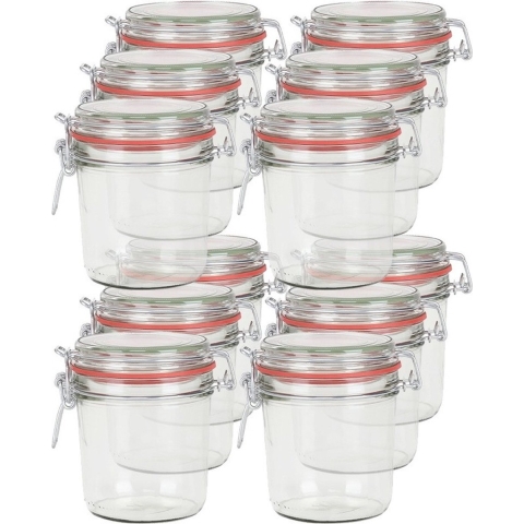 Weckpot/inmaakpot - 12x - glas - 400 ml - met beugelsluiting - transparant -