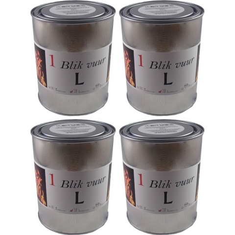 4x blik vuur tuinfakkel - 11 x 13 cm - 5-8 branduren - verlichting in blik - tuinkaars -