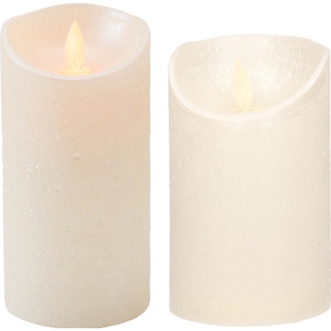 Set van 2x stuks Creme Parel Led kaarsen met bewegende vlam -