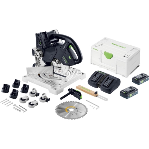 Festool SYMC 70 4,0 EBI-Plus SYMMETRIC 2x18V Accu-plintenzaag Set (2x 4.0Ah Accu)