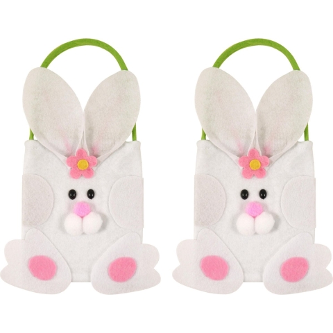 5x stuks paashaas eierenmandjes/tasjes vilt 17 x 23 cm -