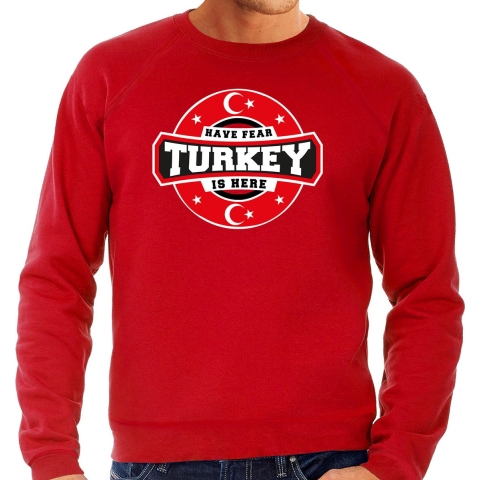 Have fear Turkey is here / Turkije supporter sweater rood voor heren M -