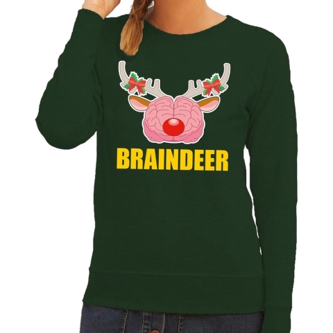 Foute kersttrui braindeer groen voor dames XL (42) -