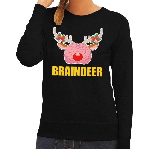 Foute kersttrui braindeer zwart voor dames M (38) -