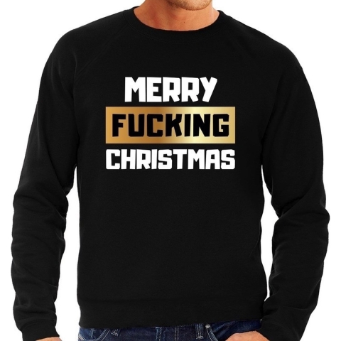 Foute Kersttrui merry fucking christmas zwart voor heren 2XL (56) -