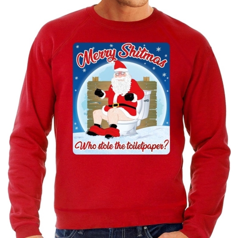 Foute kersttrui merry shitmas rood voor heren 2XL (56) -