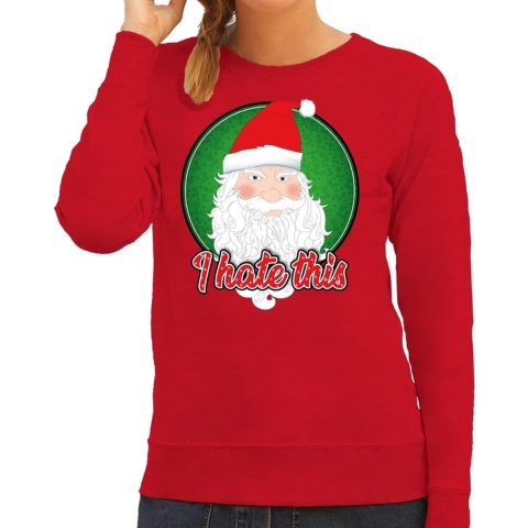 Foute Kersttrui I hate this rood voor dames XS (34) -