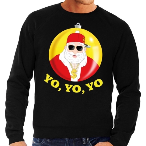 Foute kersttrui hip hop / rapper Kerstman zwart voor heren XL (54) -