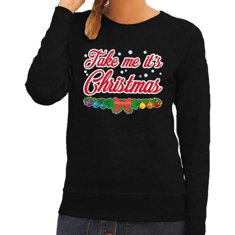 Foute kersttrui zwart Take Me Its Christmas voor dames XS (34) -