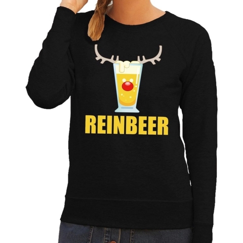 Foute kersttrui Reinbeer zwart voor dames 2XL (44) -