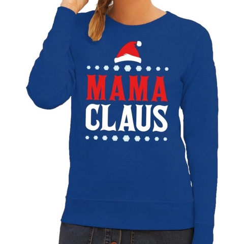 Foute kersttrui mama claus blauw dames S (36) -