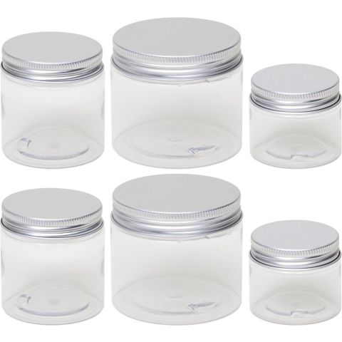 Set van 24x stuks kleine kunststof weckpotjes/inmaakpotjes 50/100/150 ml met schroefdeksel -