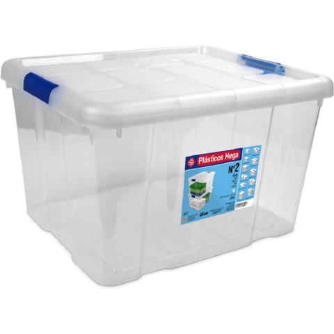 Hega Hogar Opbergbox - 6x - met deksel - 42 x 35 x 25 cm - 25 Liter - Opbergbakken - Transparant -