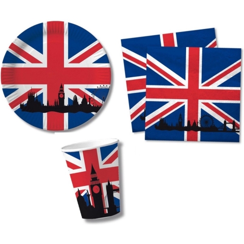Tafel dekken versiering set vlag United Kingdom thema voor 20x personen -