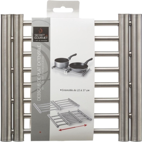 Uitschuifbare/verstelbare pannen onderzetter - 3x - RVS - 22,5 x 20 cm - Pannenonderzetter -