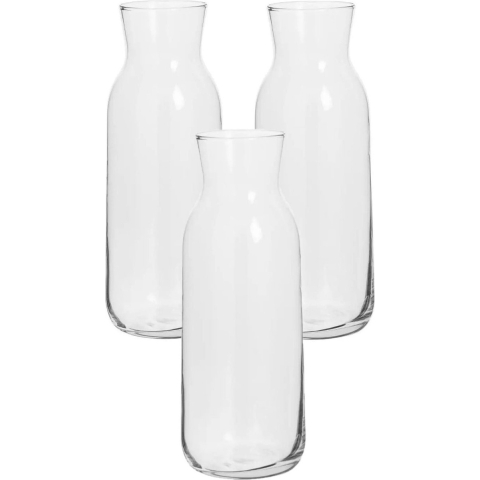 Secret de Gourmet Karaf - 3x stuks - 0,7 liter - glas - smalle hals - decanteer - 8 x 20 cm -