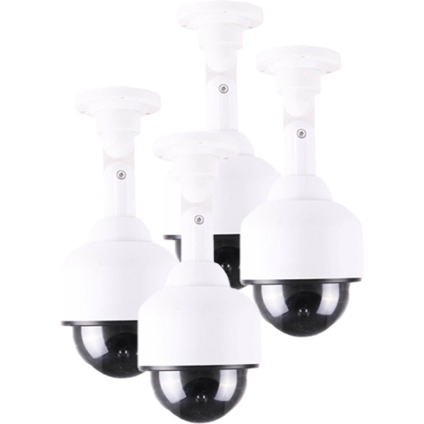 Dummy Beveiligings Camera - 4x - Led dome - kunststof - realistisch - binnen en buiten -