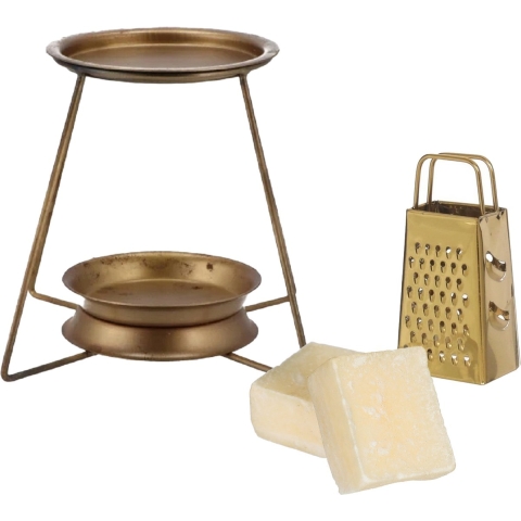 Amberblokjes/geurblokjes cadeauset - cashmere geur - inclusief geurbrander en mini rasp -