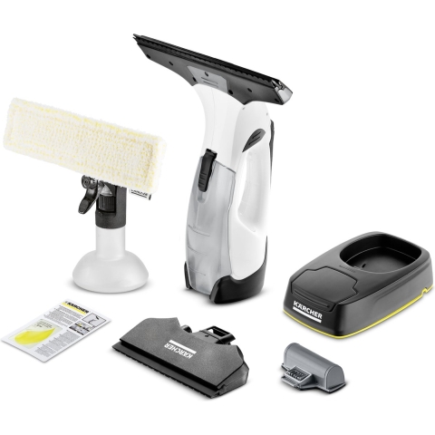 Kärcher WV 5 Plus N Battery Ruitenreiniger - Extra verwisselbare accu met laadstation - Looptijd accu 35 min. - Verwisselbare accu - Werkbreedte 170/280 mm - Incl. smalle zuigmond, sproeiflacon, microvezeldoek en reinigingsmiddelconcentraat
