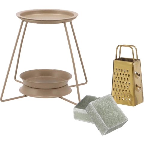 Amberblokjes/geurblokjes cadeauset - jasmijn geur - inclusief geurbrander en mini rasp -