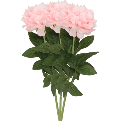 Kunstbloem pioenroos - 3x - licht roze - zijde - 71 cm - kunststof steel - decoratie bloemen -