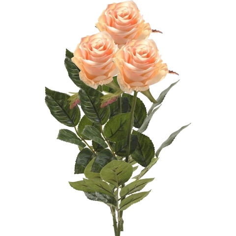 Kunstbloem roos Simone - 3x - zalm kleurig - 73 cm - decoratie bloemen -
