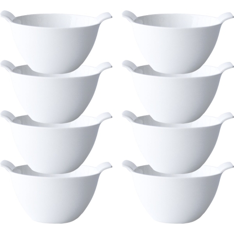 Kommetjes/schaaltjes voor dessert/soep/ontbijt - 8x - Porselein - D12 x 7 cm - wit - stapelbaar -
