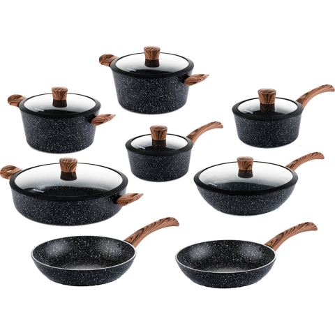 Westinghouse Pannenset Marble Wood - complete pannenset - inductie en alle andere warmtebronnen - 8-delig