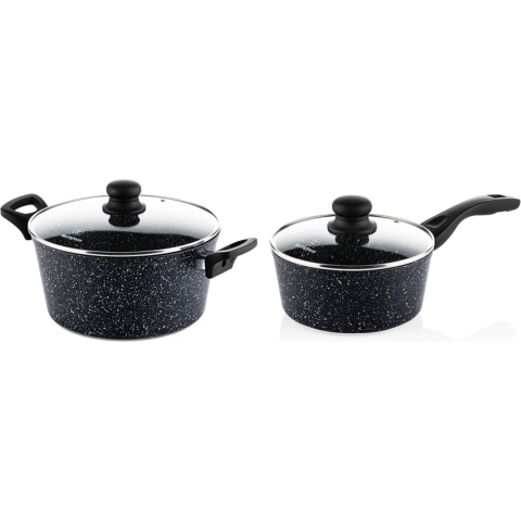 Westinghouse Pannenset Black Marble - braadpan ø 28 cm & steelpan ø 20 cm - inductie en alle andere warmtebronnen - 2-delig