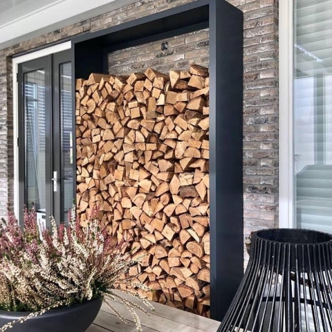 Houtopslag Beltza Zwart 150 x 38.5 x 150 cm - Geroba