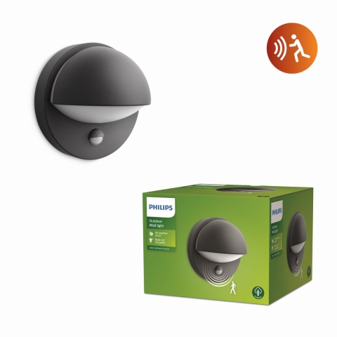 June buitenwandlamp met sensor antraciet - Philips