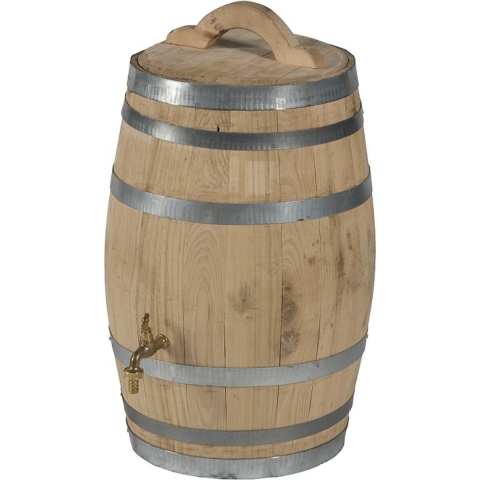 Regenton 50 liter nieuw met verchroomde kraan losse deksek handvat - Vatenhandel stijf